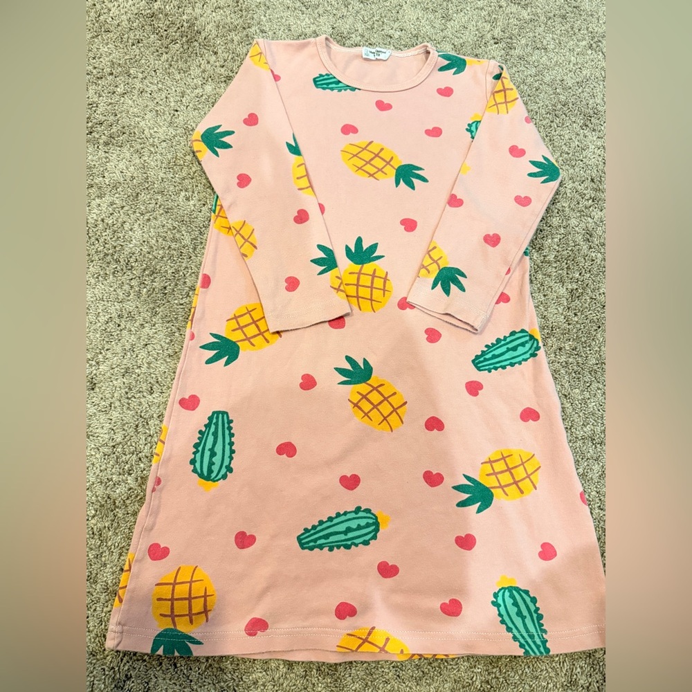 Girls Pineapple Pattern long-sleeve nightgown Size 130cm